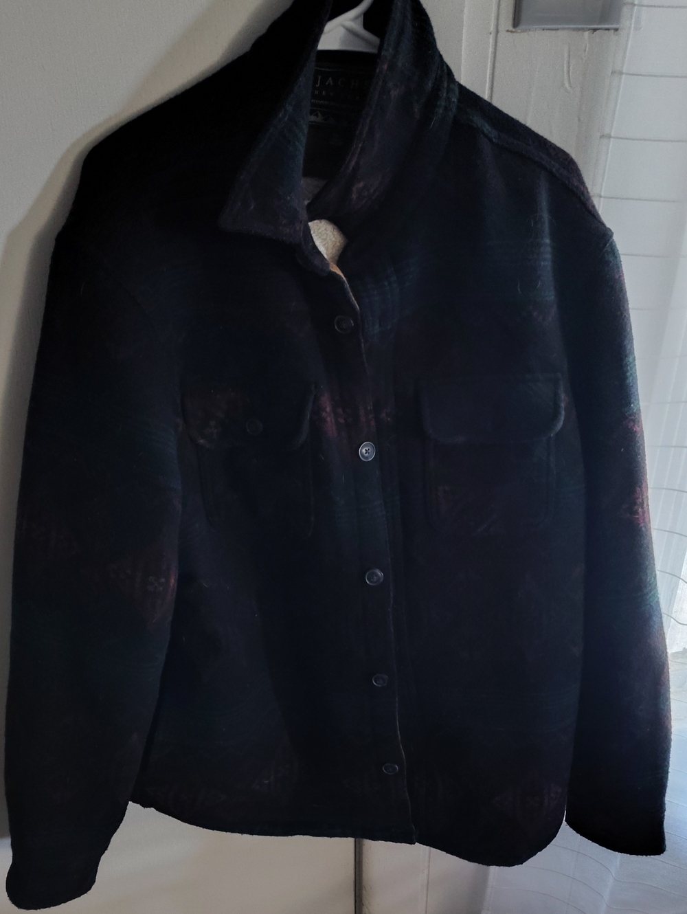 Men's Black Patterned Lightweight Shirt Jacket